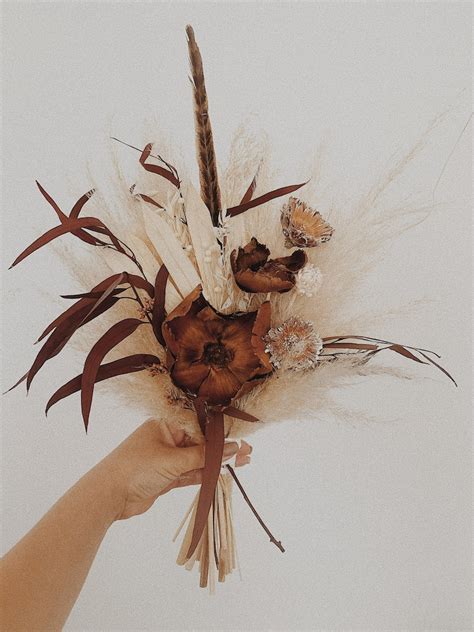 Boho Bridal Bouquet Tender Beige Dried Flower Bouquet Etsy