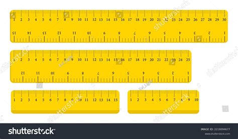 Set Yellow Rulers Measurement Tool Centimeters Stock Vector Royalty