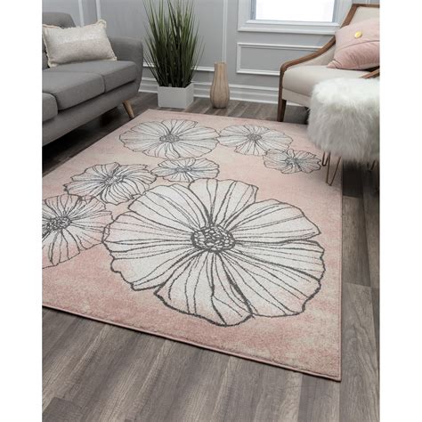 Rugs America Blossoms & Petals Modern Soft Touch Blush ...