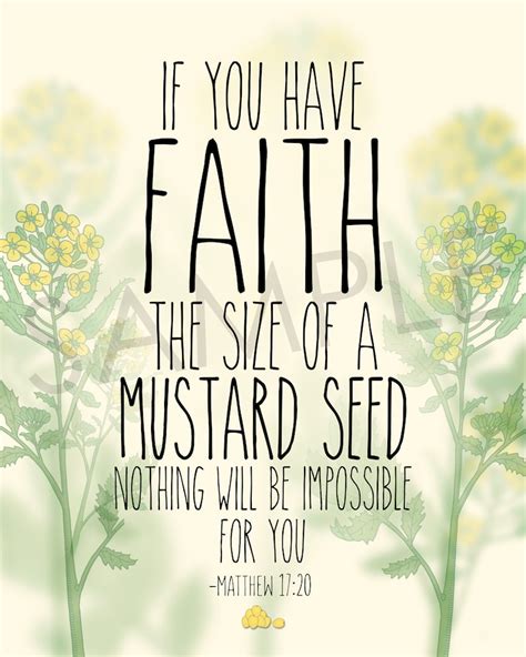 Faith The Size Of A Mustard Seed Matthew 1720 Printable Etsy