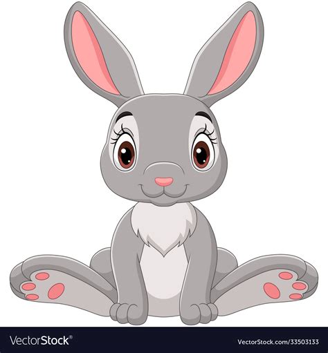 Cute Baby Rabbit Cartoon Sitting Royalty Free Vector Image