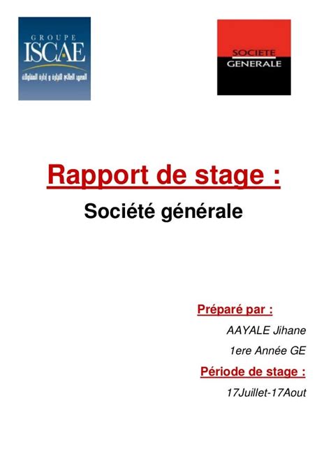 Rapport De Stage Sg