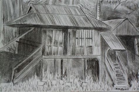 Ramuan sederhana buatan sendiri, bawang putih dan madu dalam toples kaca, ampuh jaga kesehatan dan untuk obat. HASIL SENI LUKISAN: Kampung House ( Medium Charcoal )