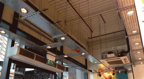 A Lighting Scheme Exposed Cable Tray Lighting Ceiling Design
