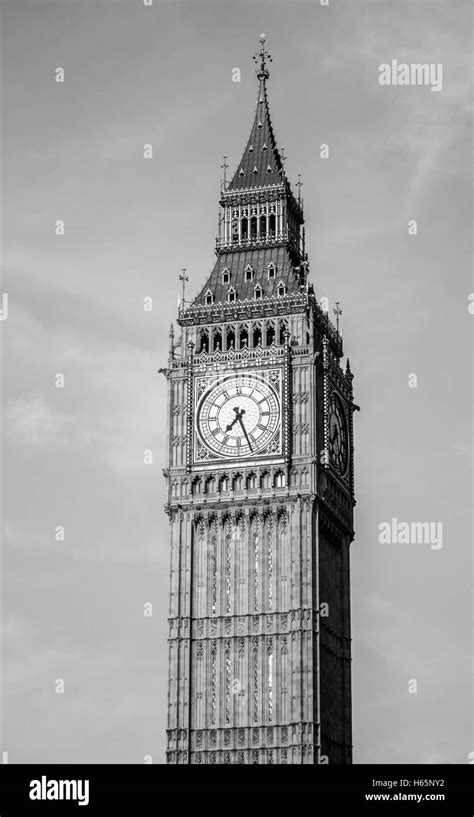 Close Up Of Isolated The Big Ben Clock Tower In London Uk Black