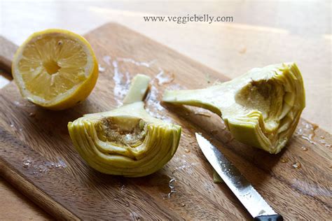 How To Trim And Clean An Artichoke Heart Veggie Belly Vegetarian Recipe