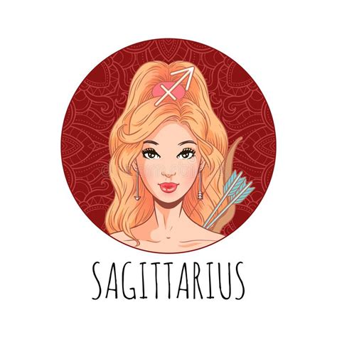 Sagittarius Zodiac Sign Artwork Beautiful Girl Face Horoscope Symbol