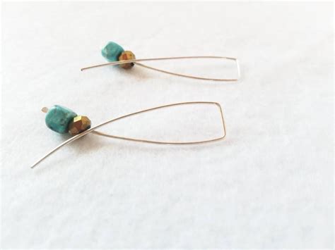 Turquoise Threaders Sterling Silver Threader Earrings Boho Etsy