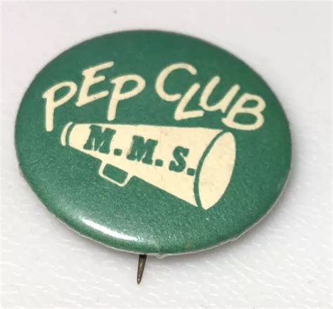 Vintage Mms Pep Club City Town School Athletics Sports Pin Pinback