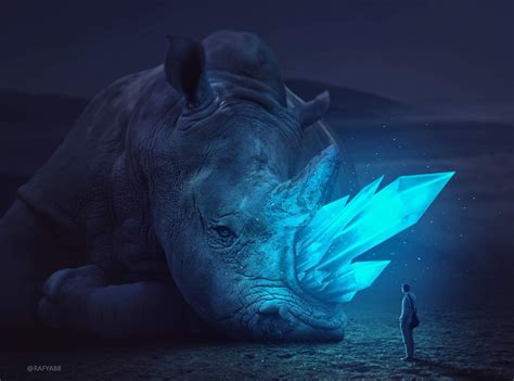 Glowing Rhino Photo Manipulation Effect Photoshop Tutorial - rafy A