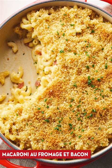 The secret to a good, baked macaroni and cheese is a crispy top that covers a soft, creamy bottom. Macaroni au fromage et bacon - Cuisinez avec Campbells ...