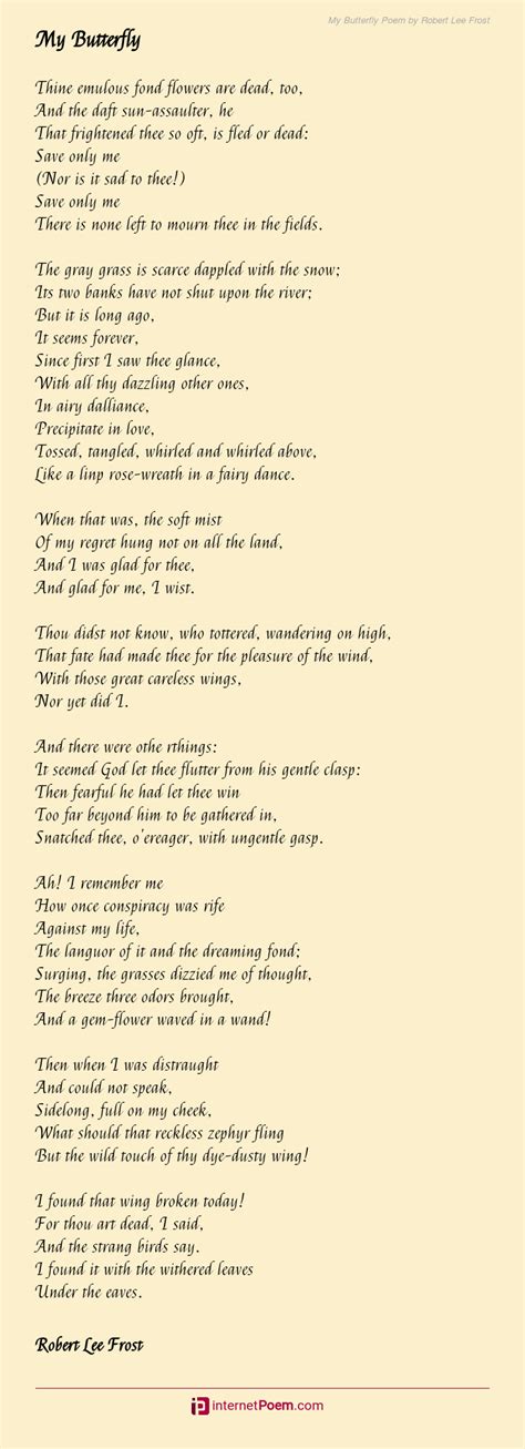 My Butterfly Poem By Robert Lee Frost