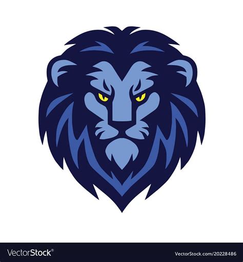 Blue Lion Head Logo Vector Illustration Design Template Download A
