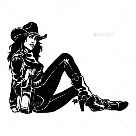 Cowgirl Girl And Whiskey By Digital Clipart Graphicriver