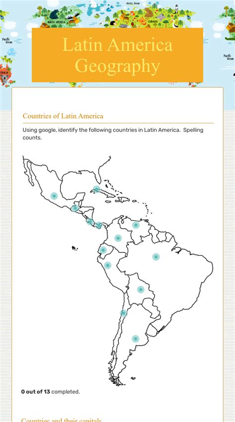 Latin America Geography Interactive Worksheet By Kristen Ricker