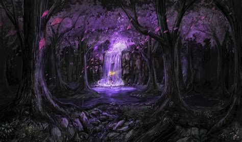 Fairy Purple Fantasy Magical Enchanted Forest Waterfall
