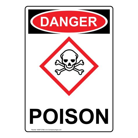 Vertical Osha Ghs Danger Sign Or Label Poison Hazardous Material
