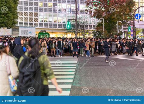 Shibuya Scramble Crossing In Tokyo At Night Japan Editorial