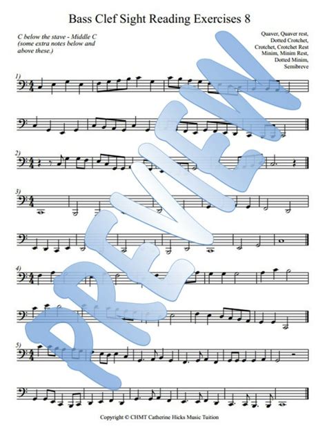 Bass Clef Sight Reading Exercises 8 Made By Teachers
