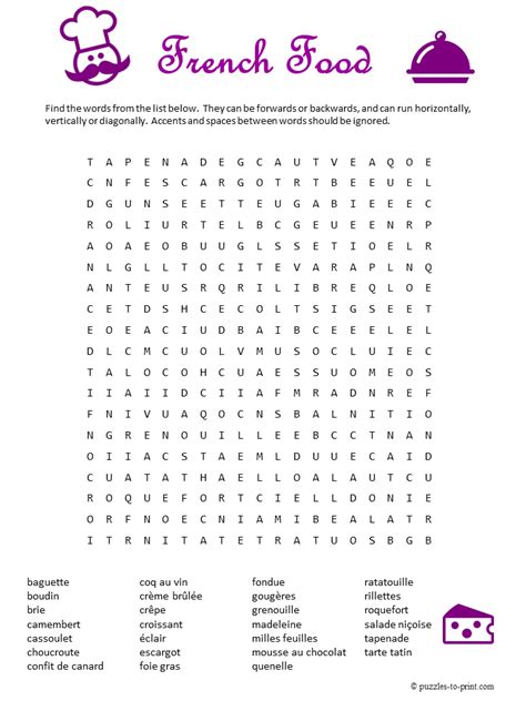 Free Printable French Food Word Search Learning French For Kids