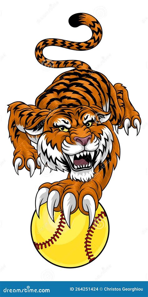 Tiger Softball Animal Sports Team Mascot Stock Vector Illustration Of