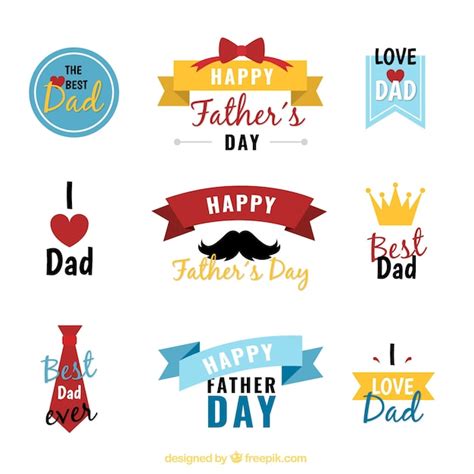 Collection Of Fathers Day Stickers Free Vector