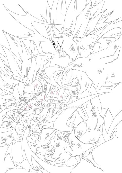 Goku Vegeta Lineart By Bactino On DeviantArt Dragon Ball Image