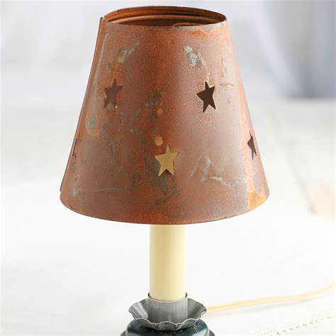 Product title candle warmers etc. Rusty Tin Star Cutout Candle Lamp Shade - Lighting - Primitive Decor