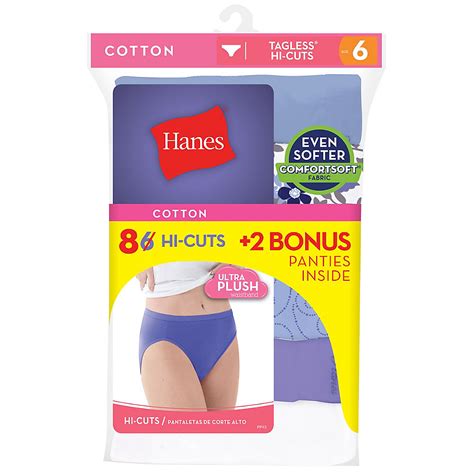 Hanes P843 Womens Cotton Hi Cut Panties 6 Pack
