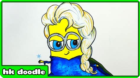 How To Draw A Minion As Elsa From Disney Frozen How To Draw Cartoons