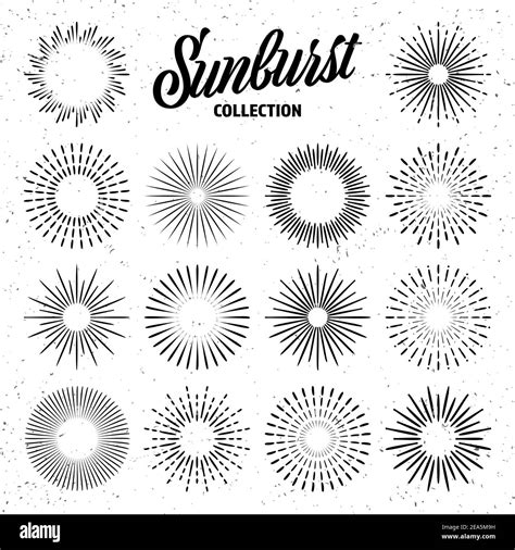 Vintage Grunge Sunburst Collection Bursting Sun Rays Fireworks