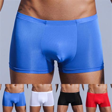 buy sexy men ice silk seamless boxer briefs pouch underwear shorts trunks underpants at