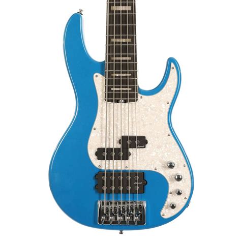 Second Hand Harley Benton Pro Series 5 String Bass Guitar In Blue
