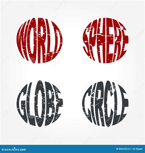 World Sphere Globe Circle Word Art Symbol Stock Vector