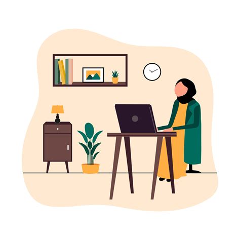 Woman Work From Home Illustration 9403591 Vector Art At Vecteezy