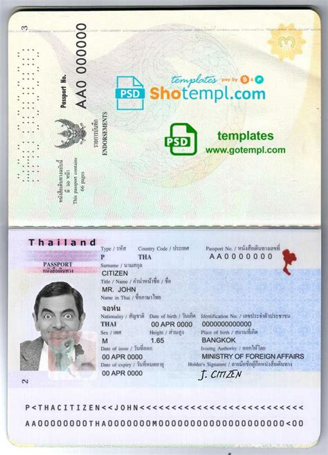 Thailand Passport Template In Psd Format Fully Editable Passport