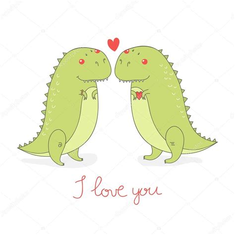 Funny Dinosaurs In Love Stock Vector Image By ©whynotmecz 108894404