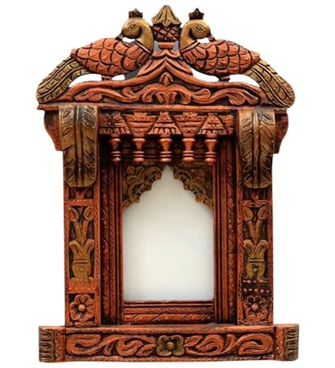 Traditional Wooden Peacock Jharokha Rajasthani Style Hand Carved Wooden Jharokha Wall Decor Wall