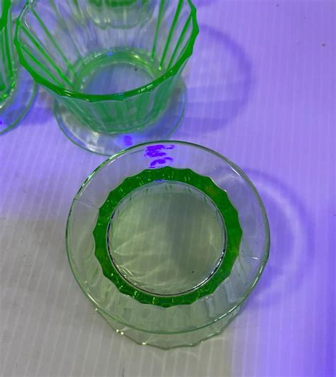 Vintage Hazel Atlas Uranium Vaseline Green Glass Custard Cups