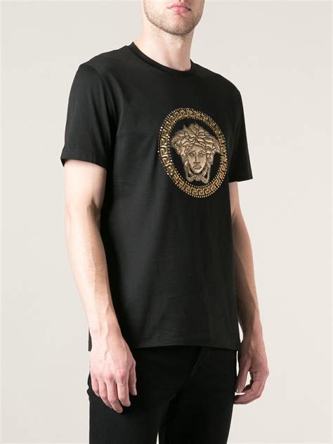 Versace Black Medusa Print Cotton T Shirt For Men Lyst