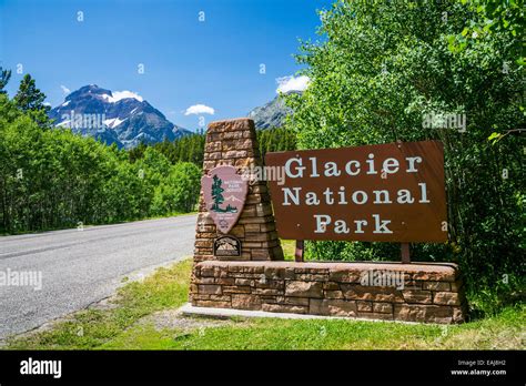A Glacier National Park Sign At The Two Medicine Entrance Montana Usa