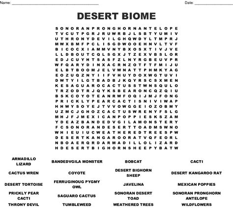 Desert Biome Word Search Wordmint Word Search Printable