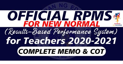 Official Rpms Templates For Teachers And Master Teachers For New Normal