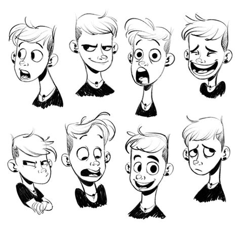 Character expressions on Behance Desenho expressões Ilustrações de desenhos animados Desenho
