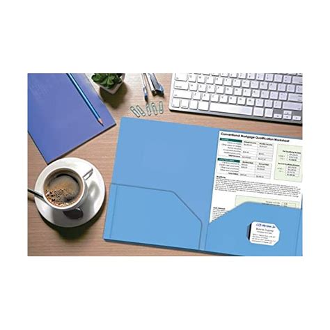 Heavyweight Light Blue Plastic 2 Pocket Portfolio Folder 24 Pack