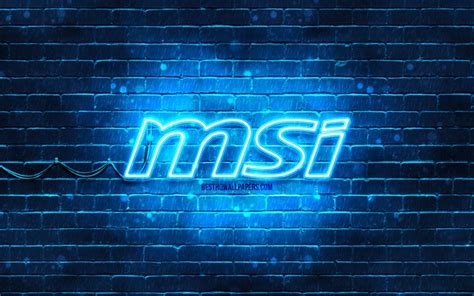 Download Wallpapers Msi Blue Logo 4k Blue Brickwall Msi Logo Brands