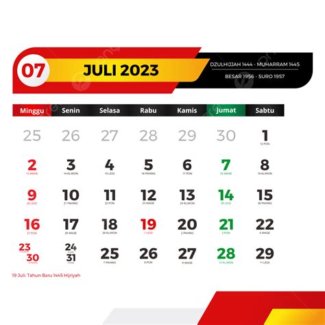 Kalender Juli Lengkap Dengan Tanggal Merah Cuti Bersama Jawa Dan