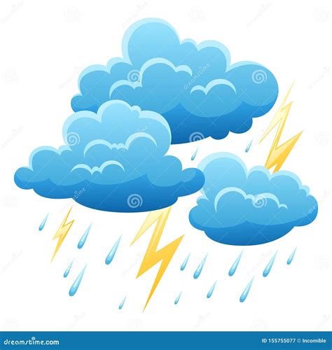 Background With Thunderstorm Illustration Of Clouds Rain And