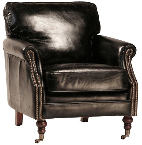 Leather club chairs are a great addition to any home or office. 29" Wide club arm chair vintage black Italian leather ...