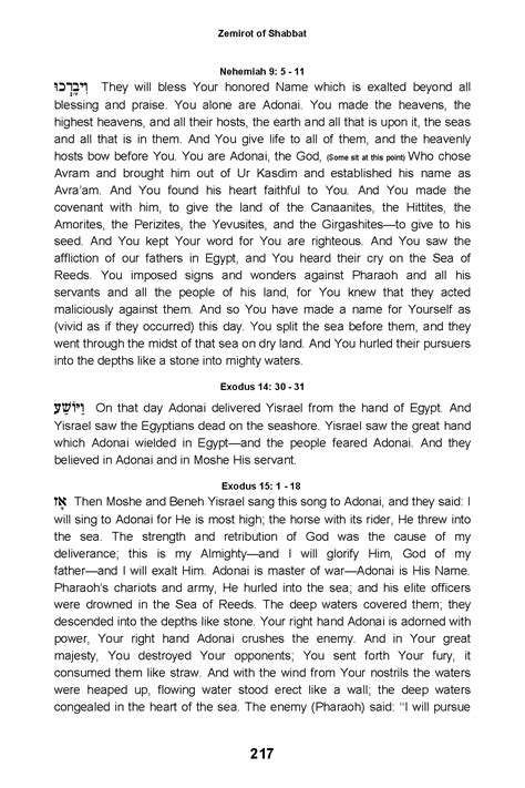 אז ישיר משה – Zemirot